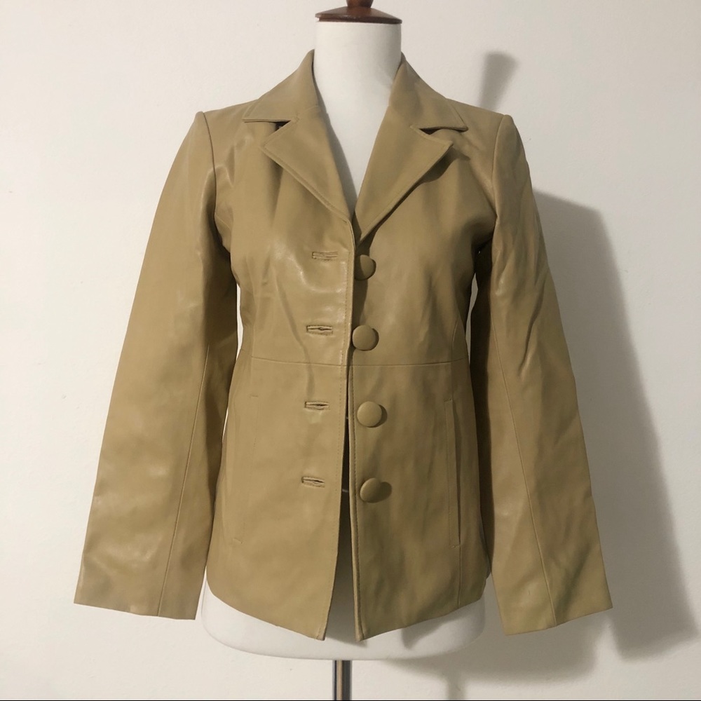 Faux Leather Khaki Jacket
